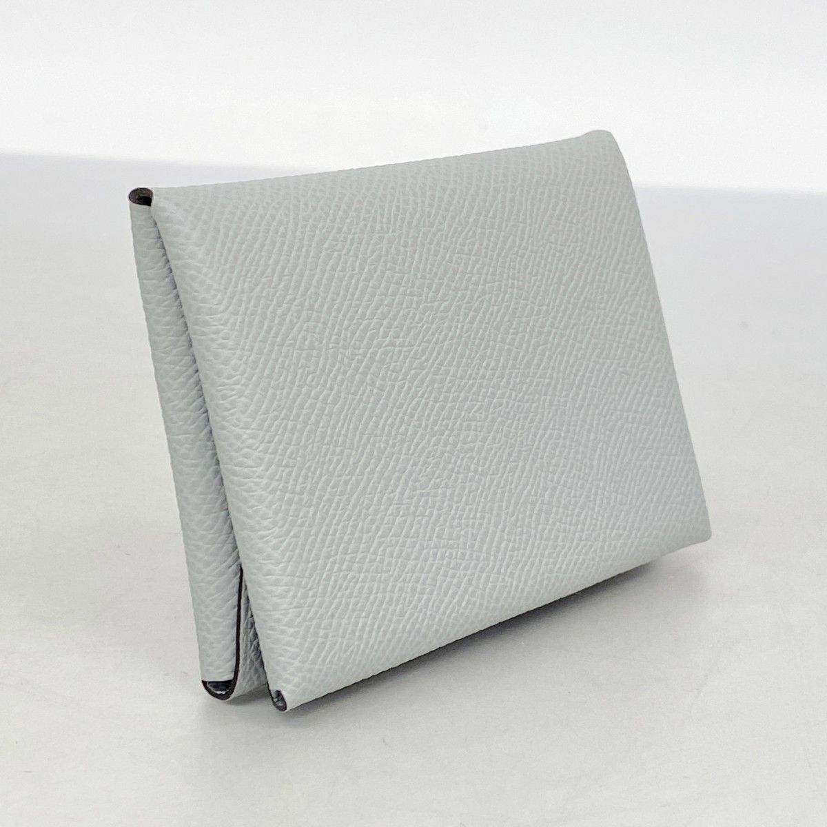 6 aa 0157 エルメス コインケース カルヴィ デュオ ヴォーエプソン ブルーグラシエ シルバー金具 K刻印 メンズ レディース ユニセックス