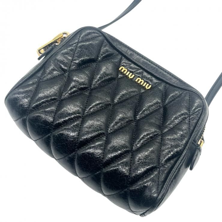 MIUMIU ミュウミュウ ショルダーバッグ レザー キルティング クロスボディ ブラック レディース