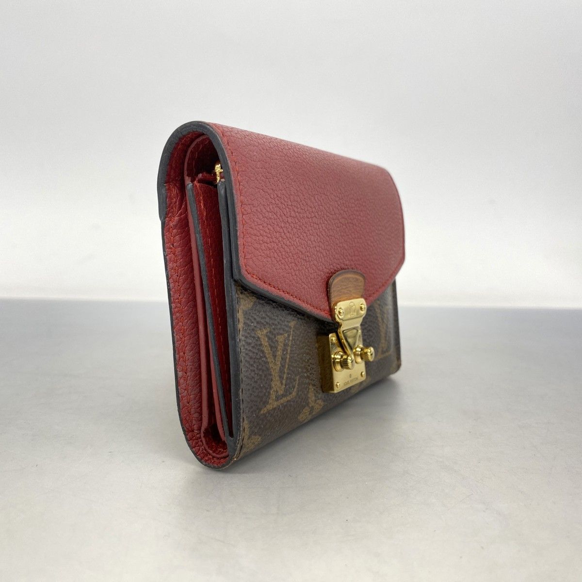 6 ab 0215-k ルイヴィトン 三つ折り財布 モノグラム ポルトフォイユパラス コンパクト M 67478 ブラウン スリーズ レディース