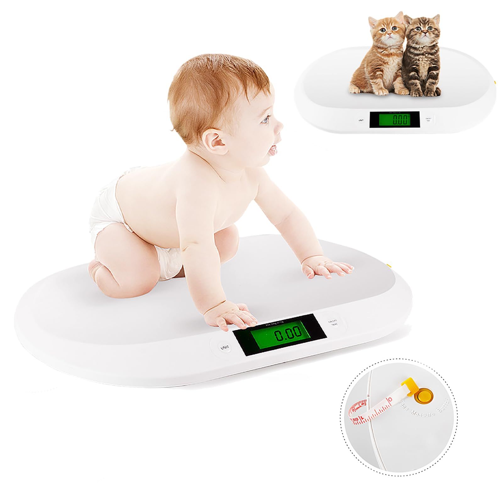 デジタル ベビースケール 赤ちゃん 体重計 新生児 薄型軽量 最小表示 10 g単位 最大荷重20 kg 高精度 健康管理 スケール 風袋機能付き 赤ちゃんの電子体重計 150 cm巻き尺 身長測定 多機能 ベビー体重計 新生児用 出産祝い 授乳 母
