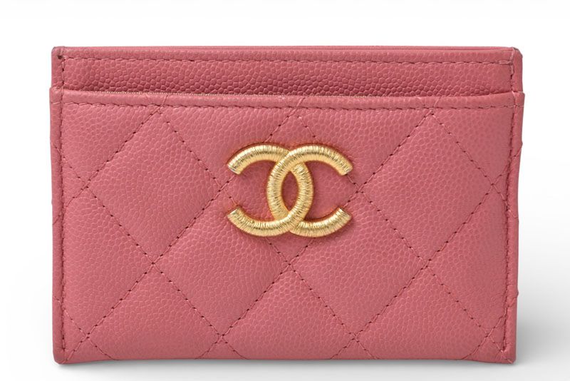 シャネル カードケース|名刺入れ CHANEL マトッラセ ココマーク キャビアスキン ピンク|マットゴールド金具 AP 3524