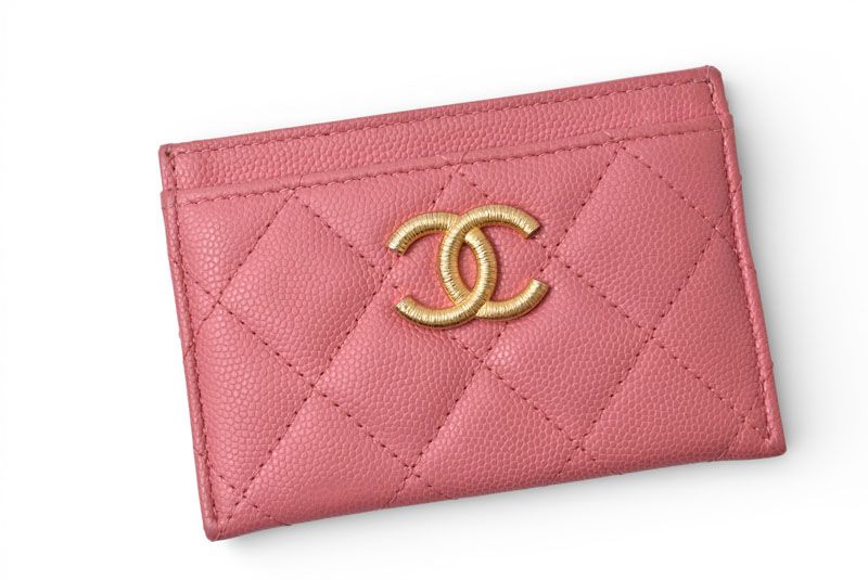 シャネル カードケース|名刺入れ CHANEL マトッラセ ココマーク キャビアスキン ピンク|マットゴールド金具 AP 3524