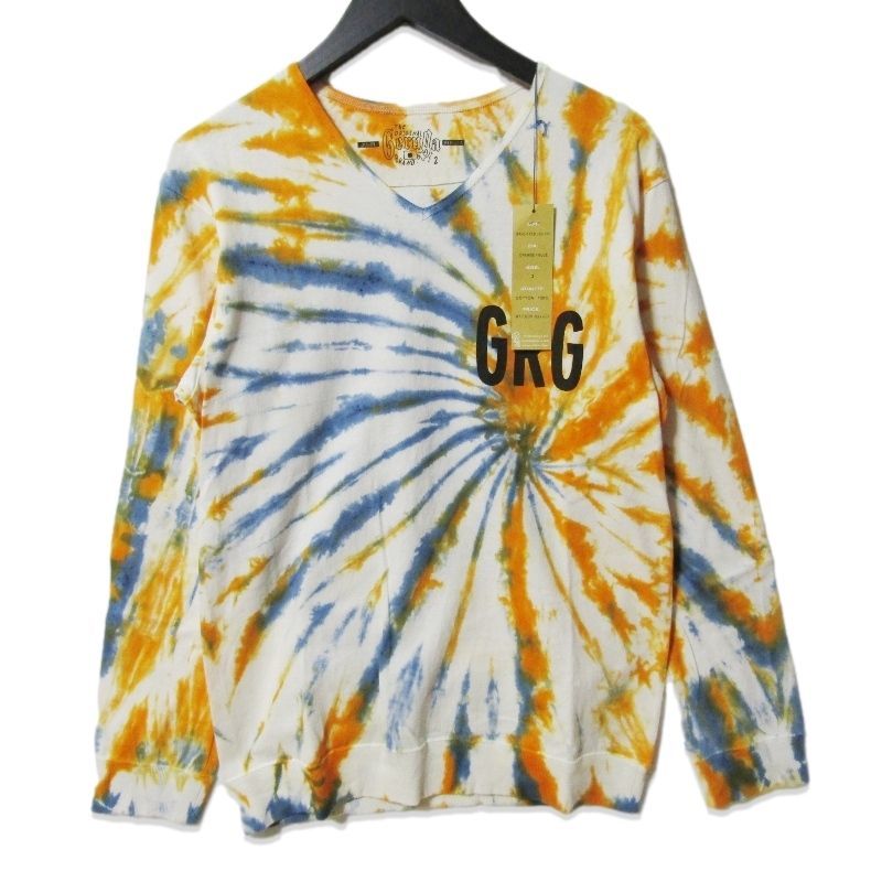 ♥ GERUGA ゲルガ Vネック タイダイ長袖Tシャツ GR C 151 B V NECK HEAVY LONG SLEEVE T TI DYE ORANGE BLUE 2