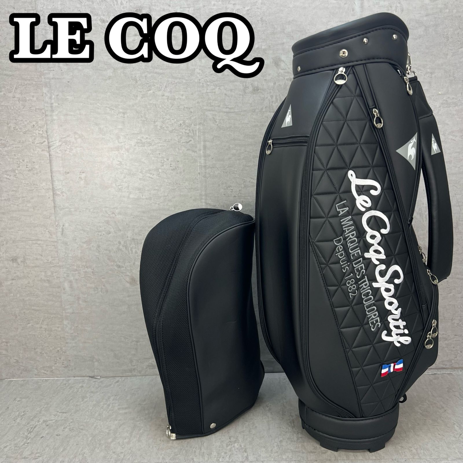 ルコックスポルティフ ゴルフ カート式キャディバッグ PUレザー 約8.5型 ブラック 黒 LE COQ SPORTIF