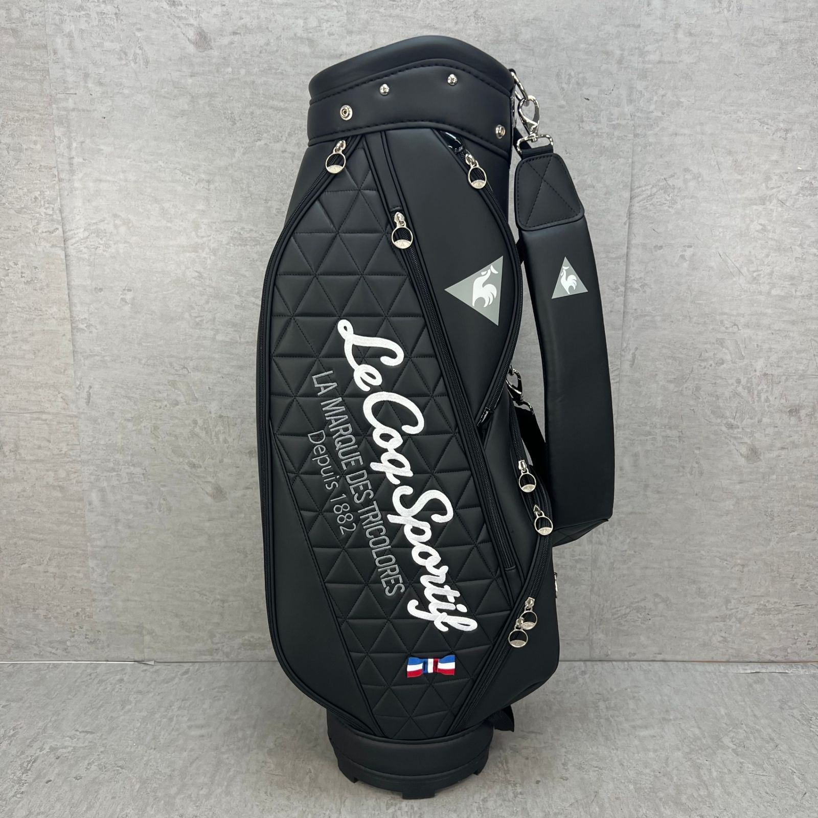 ルコックスポルティフ ゴルフ カート式キャディバッグ PUレザー 約8.5型 ブラック 黒 LE COQ SPORTIF