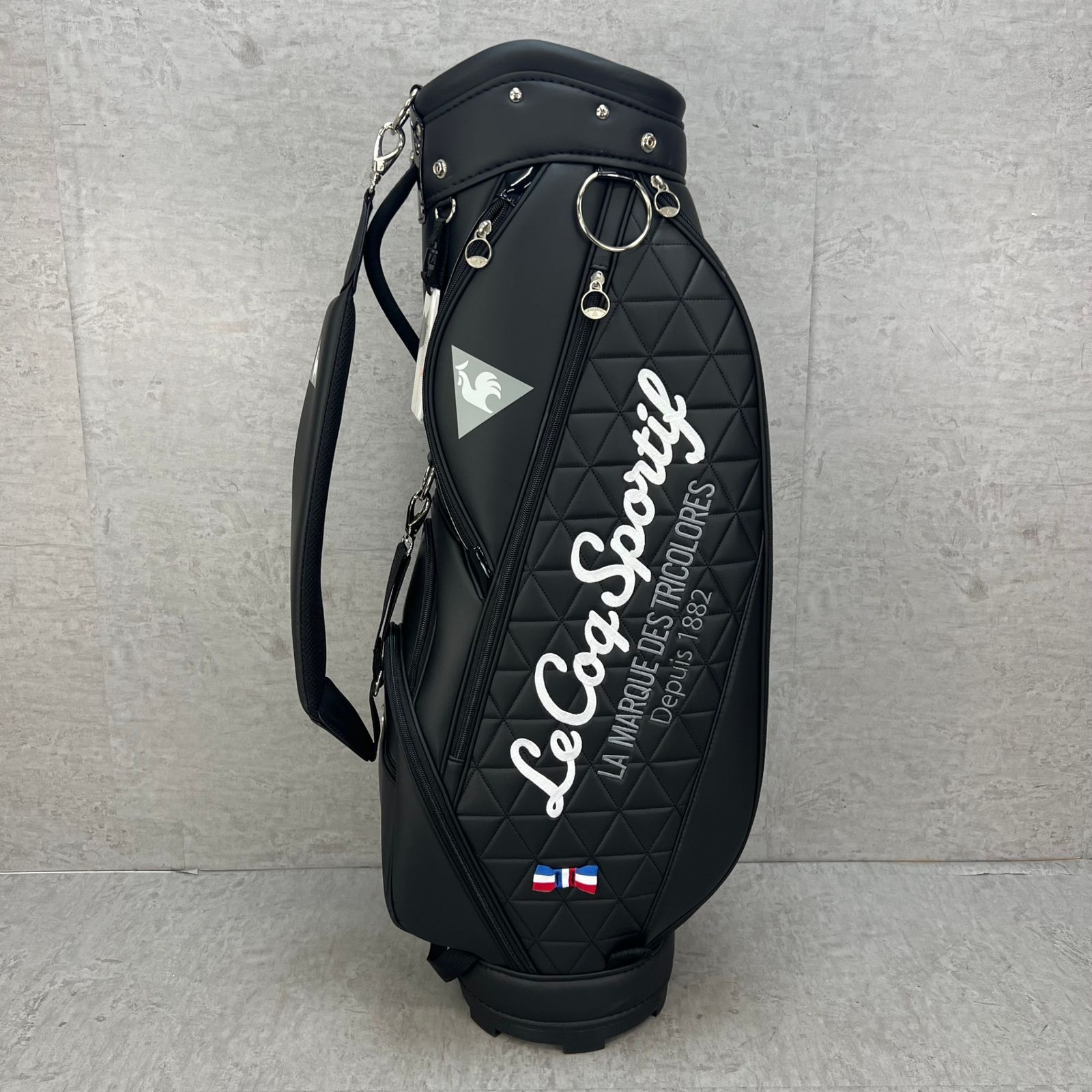  ルコックスポルティフ ゴルフ カート式キャディバッグ PUレザー 約8 5型 ブラック 黒 LE COQ SPORTIF ゴルフトーナメント用品 ゴルフバッグ キャディバッグ ゴルフ
