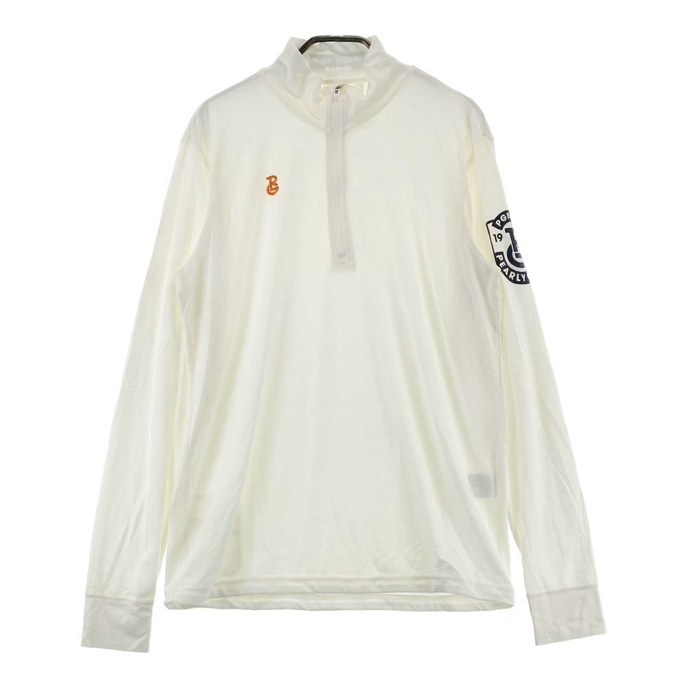 サイズ 5 PEARLY GATES パーリーゲイツ ハーフジップ長袖 Tシャツ ホワイト系 ゴルフウェア メンズ ストスト