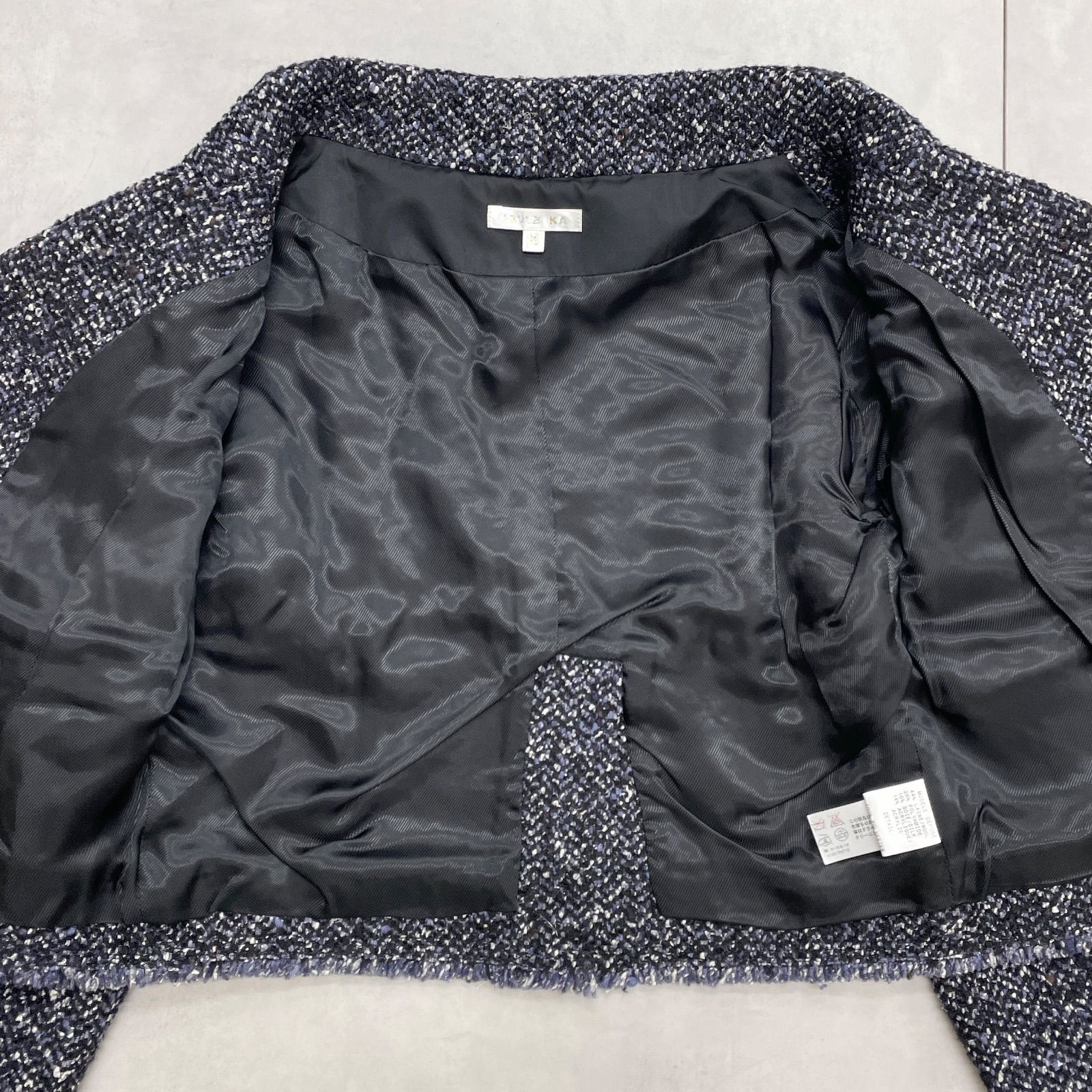 PAULE KA ポールカ ジャケット ツイード シルク ウール ネイビー