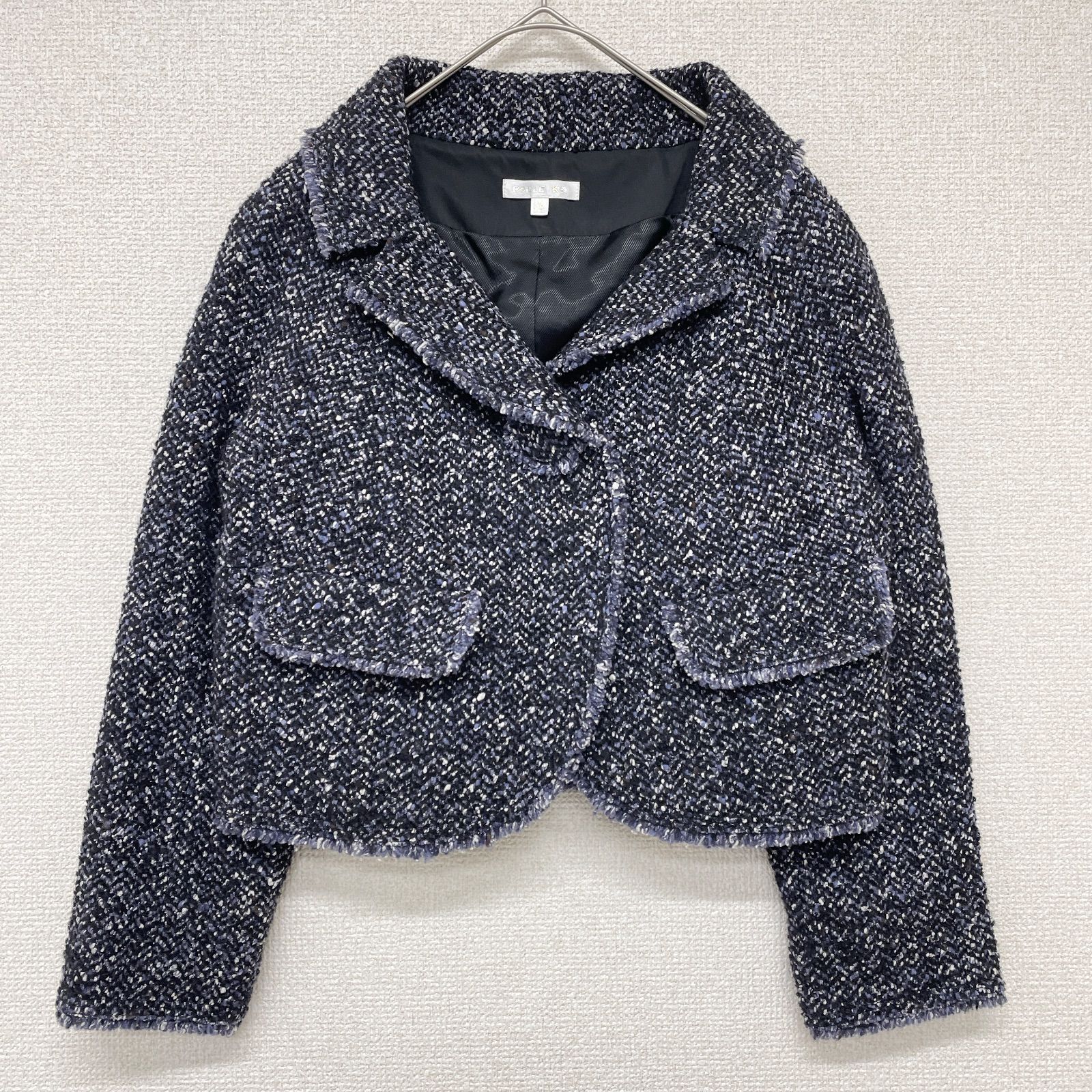 PAULE KA ポールカ ジャケット ツイード シルク ウール ネイビー
