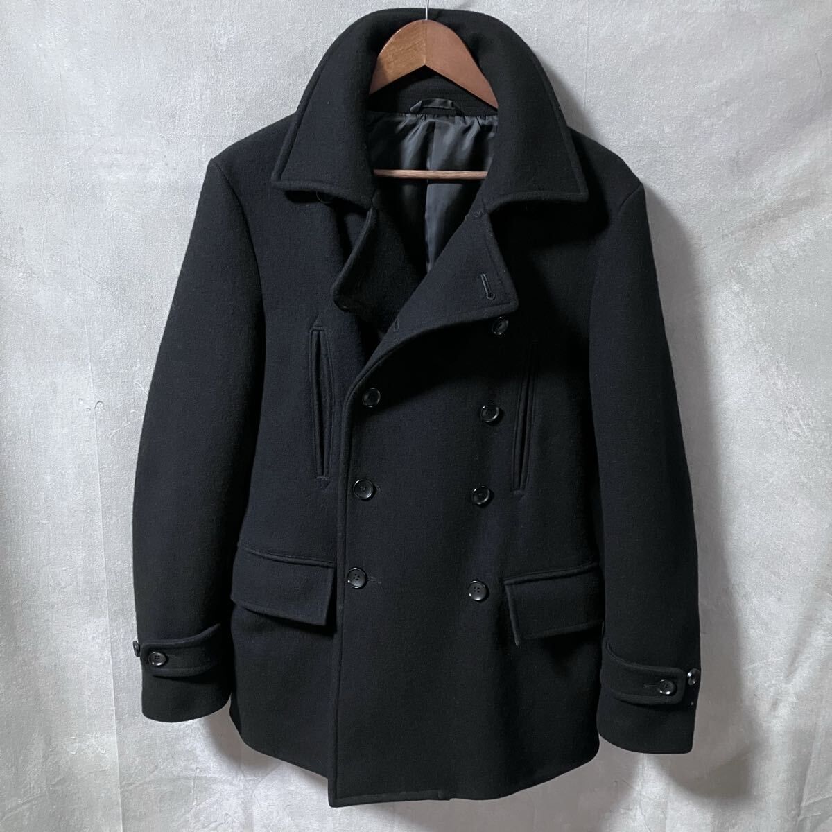 International Gallery BEAMS × ギャラリービームス ペルバッコ 日本製 ウールメルトン 10ボタン ピーコート size.48 L 黒