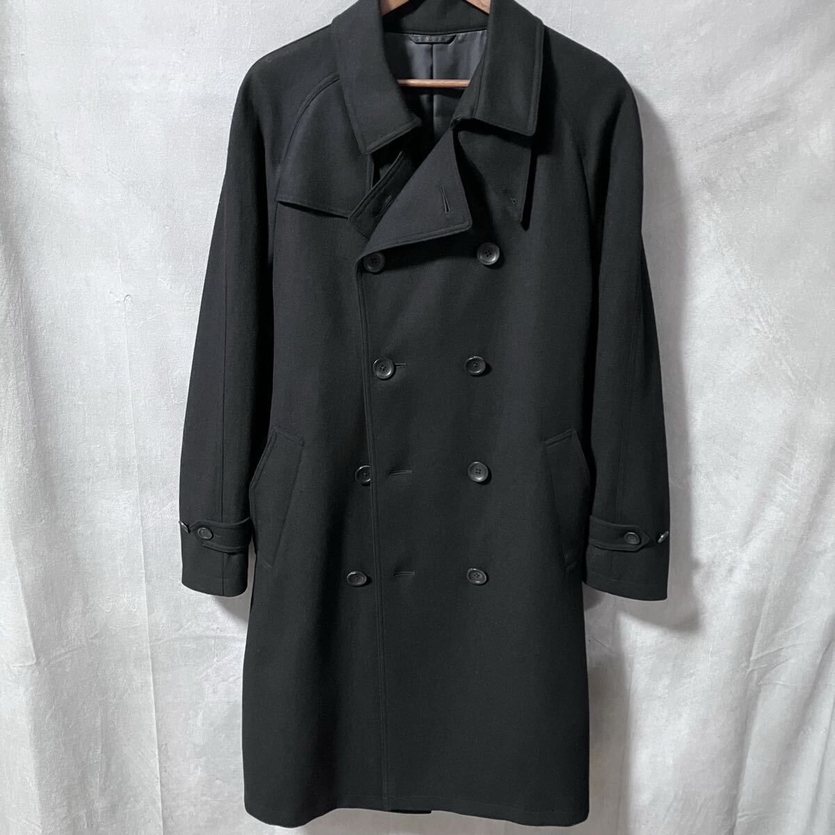 MORLES モアレス by Beams Design ウールナイロン 微起毛 ロング トレンチコート 大きいサイズ size.3 L ブラック ミリタリータイプ