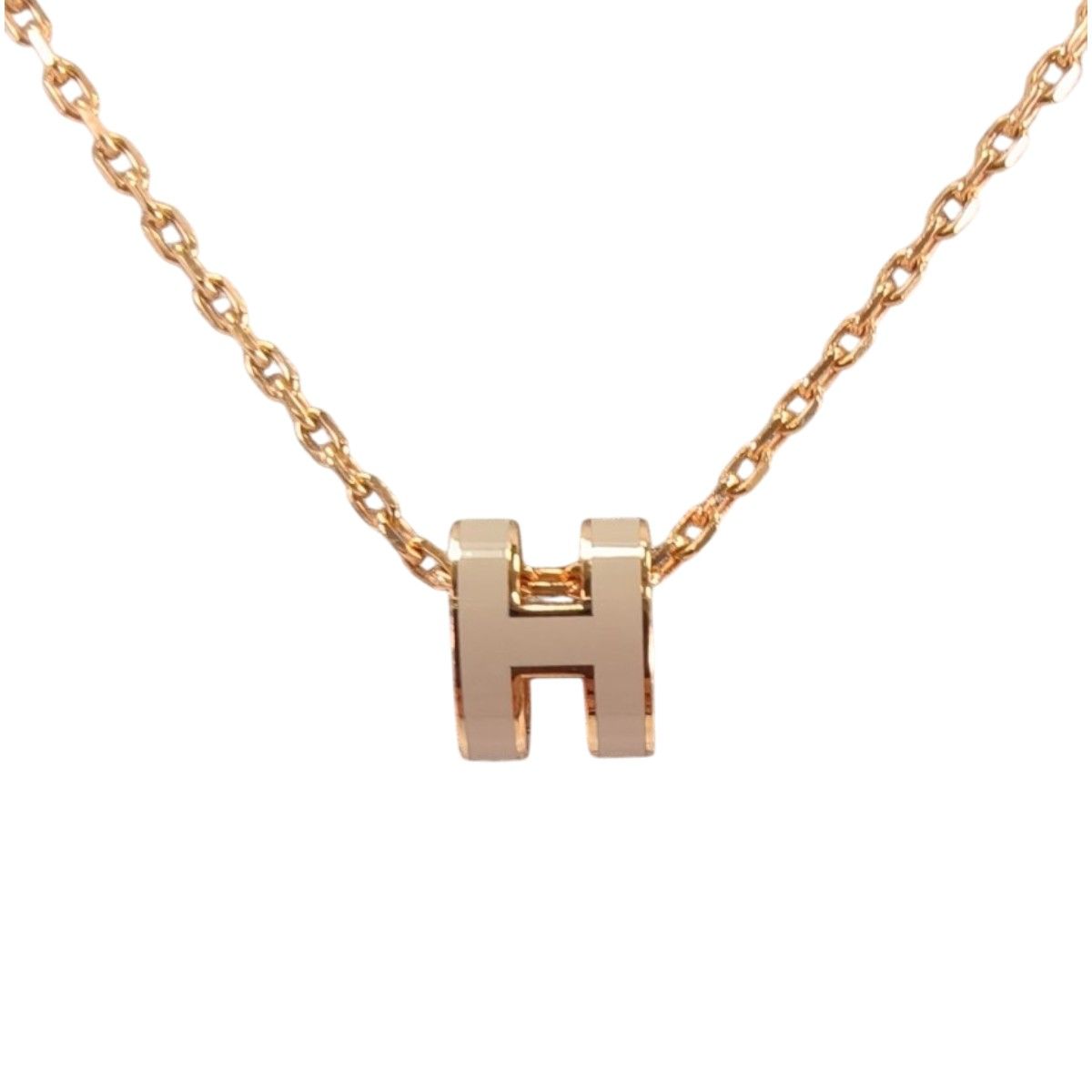 HERMES エルメス ポップH ミニ ネックレス ゴールド×マロングラッセ 管理番号 10742