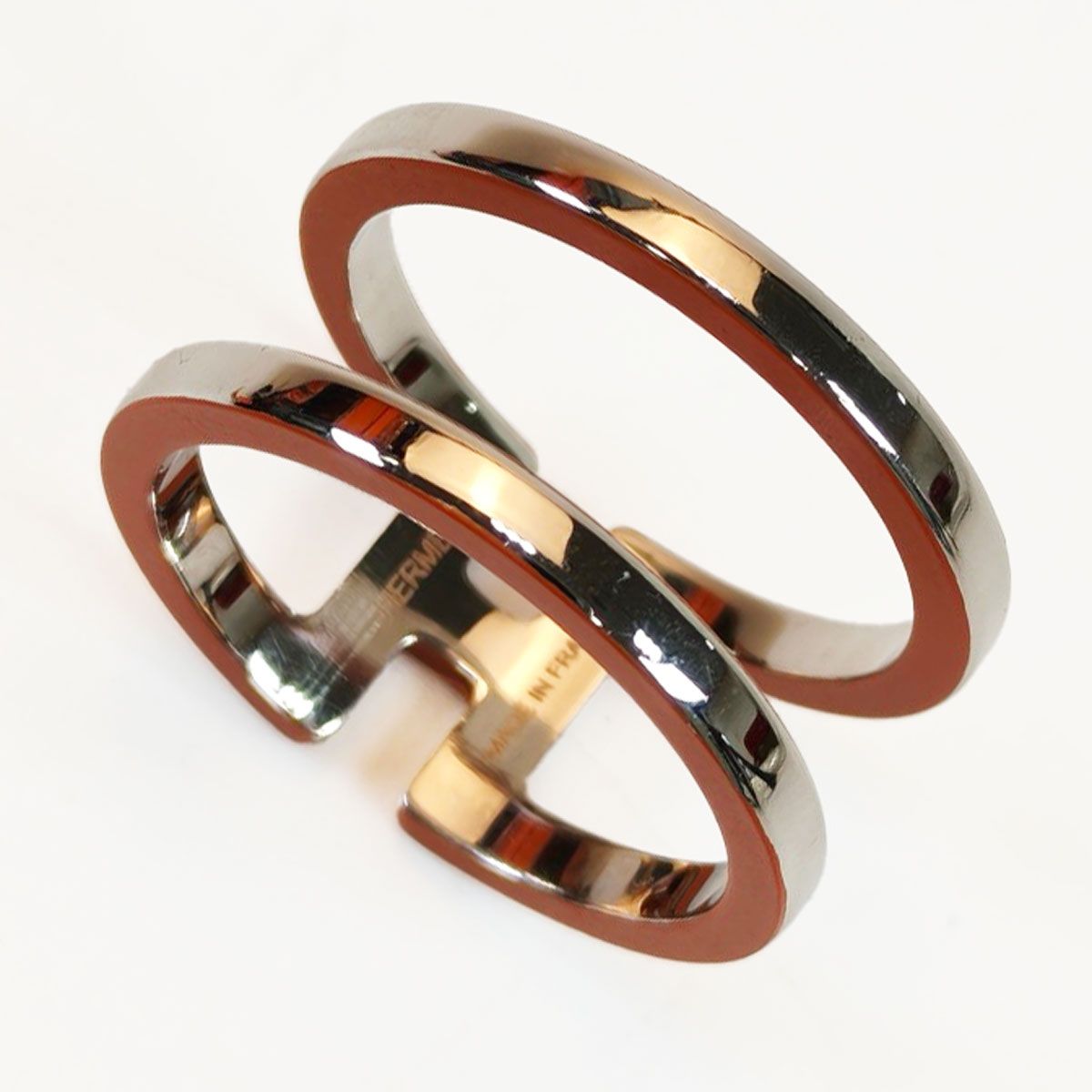 HERMES エルメス Hアンロン スカーフリング シルバー オレンジ 管理番号 10750