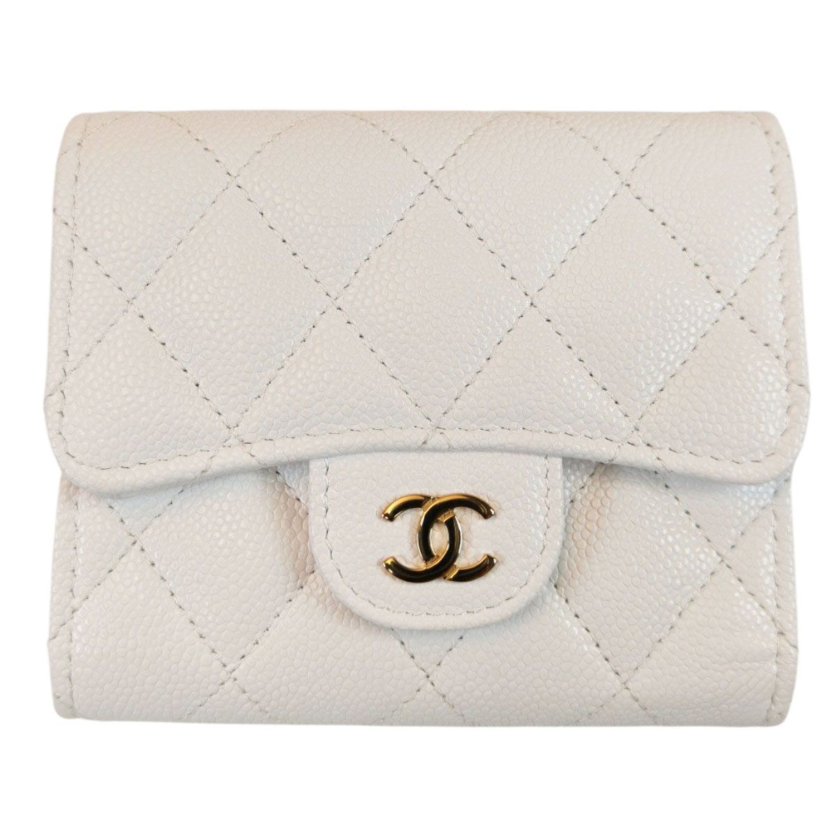 CHANEL シャネル クラシック スモール フラップ ウォレット 三つ折り 財布 ホワイト 管理番号 10751