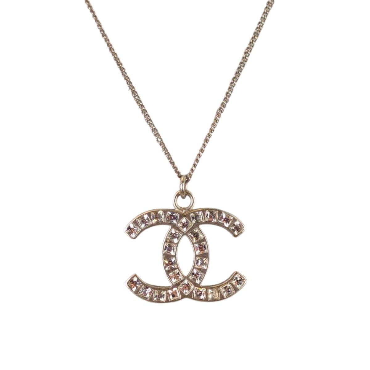 CHANEL シャネル ココマーク ラインストーン ネックレス シルバー 管理番号 10758