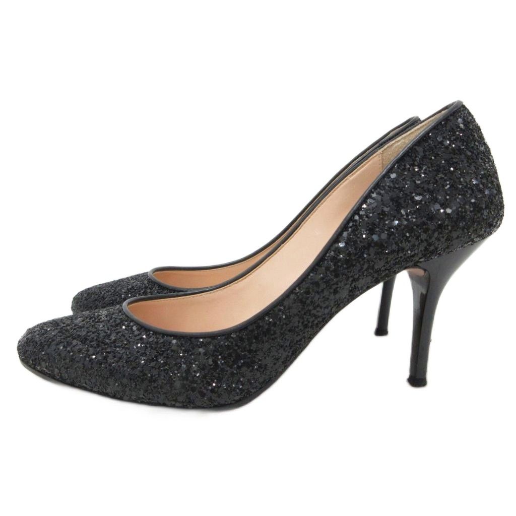 ダイアナ DIANA パンプス ヒール ラメ スパンコール 黒 ブラック 24.5