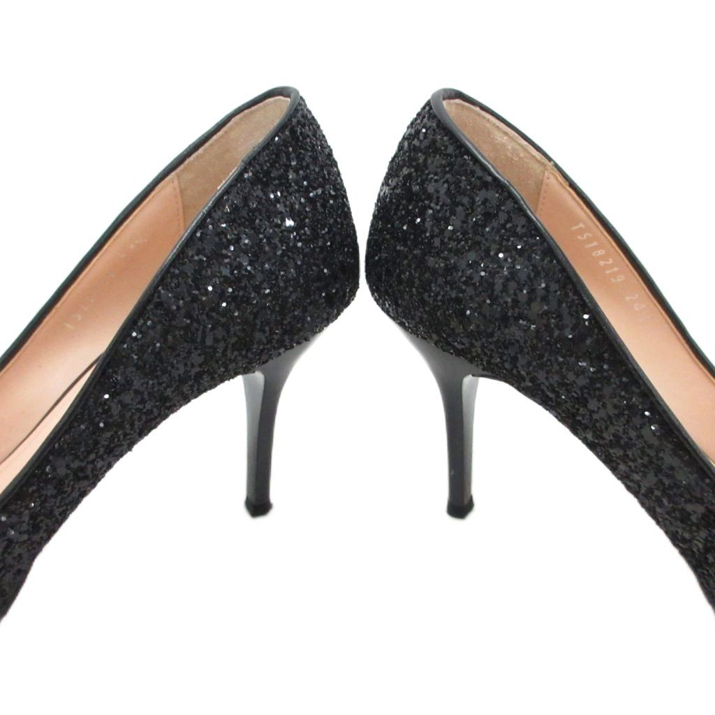 ダイアナ DIANA パンプス ヒール ラメ スパンコール 黒 ブラック 24.5