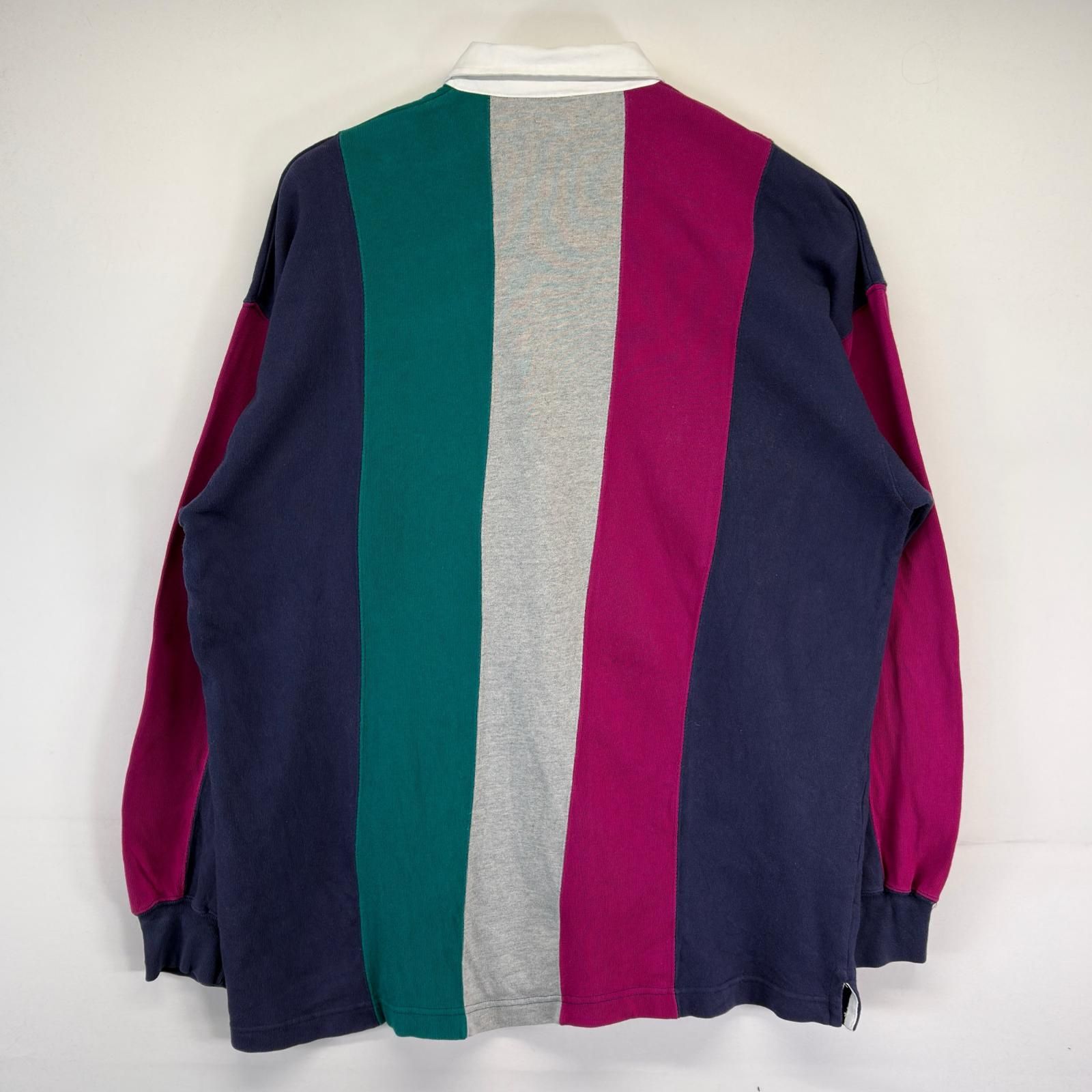 古着 90's/90年代 セントジョンズベイ ST JOHN'S BAY 長袖 ポロシャツ 大きいサイズ ラガーシャツ ストライプ柄 2XL マルチカラー メンズ