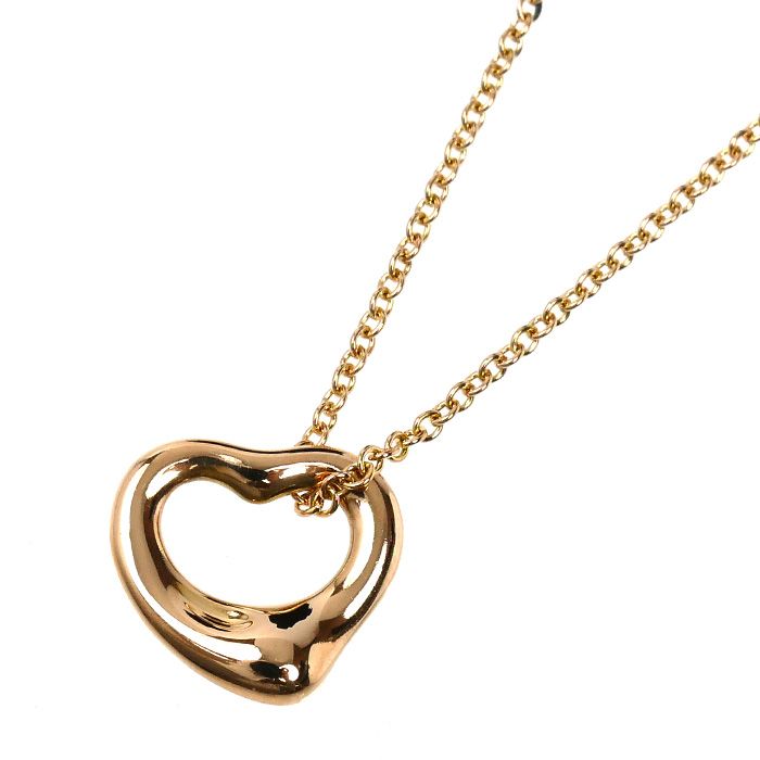 TIFFANY-Co. ティファニー K 18 PG ピンクゴールド オープンハート ネックレス 3.0 g 41 cm レディース