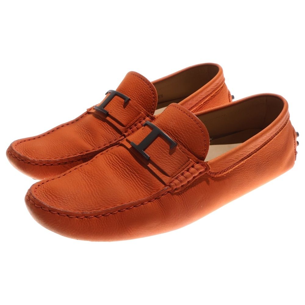 TOD'S (トッズ) T金具 レザー ローファー ドレスシューズ オレンジ