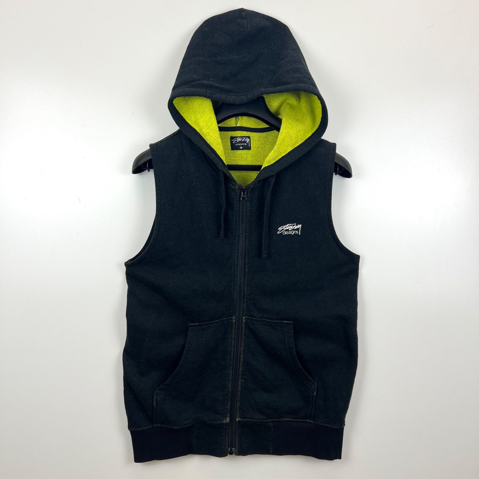 STUSSY 00s archive SKATEMAN sleeveless sweat zip hoodie M