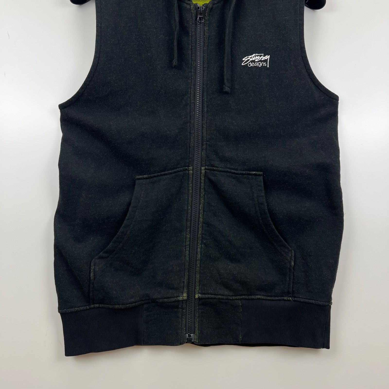 STUSSY 00s archive SKATEMAN sleeveless sweat zip hoodie M