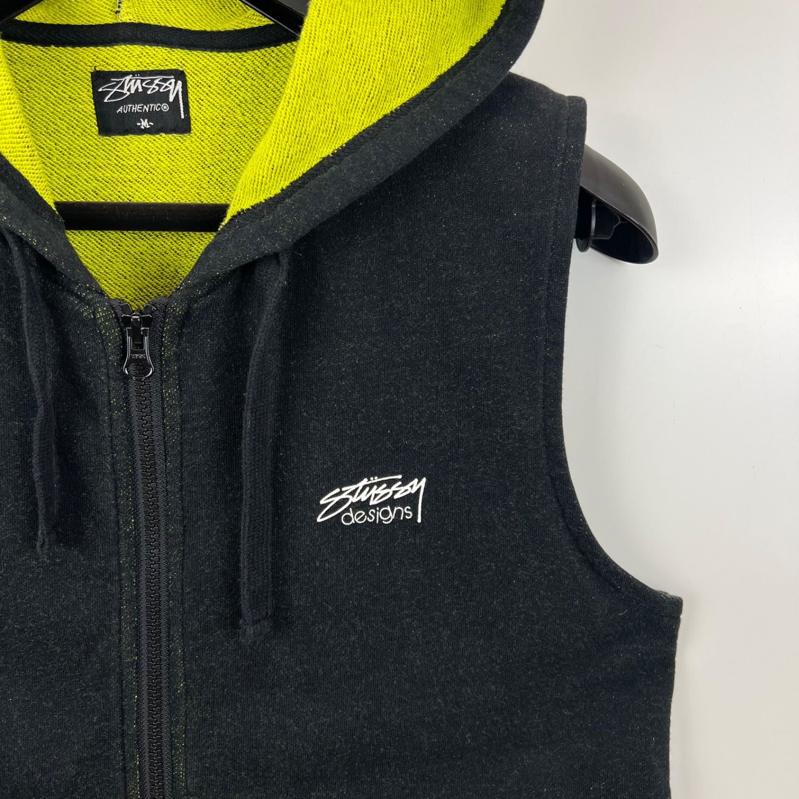 STUSSY 00s archive SKATEMAN sleeveless sweat zip hoodie M