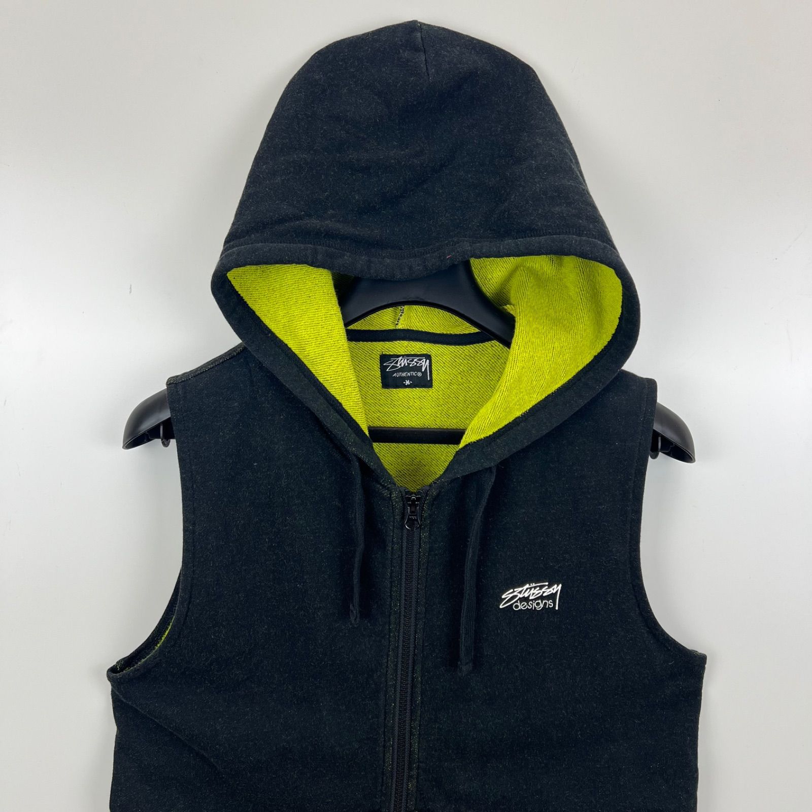 STUSSY 00s archive SKATEMAN sleeveless sweat zip hoodie M
