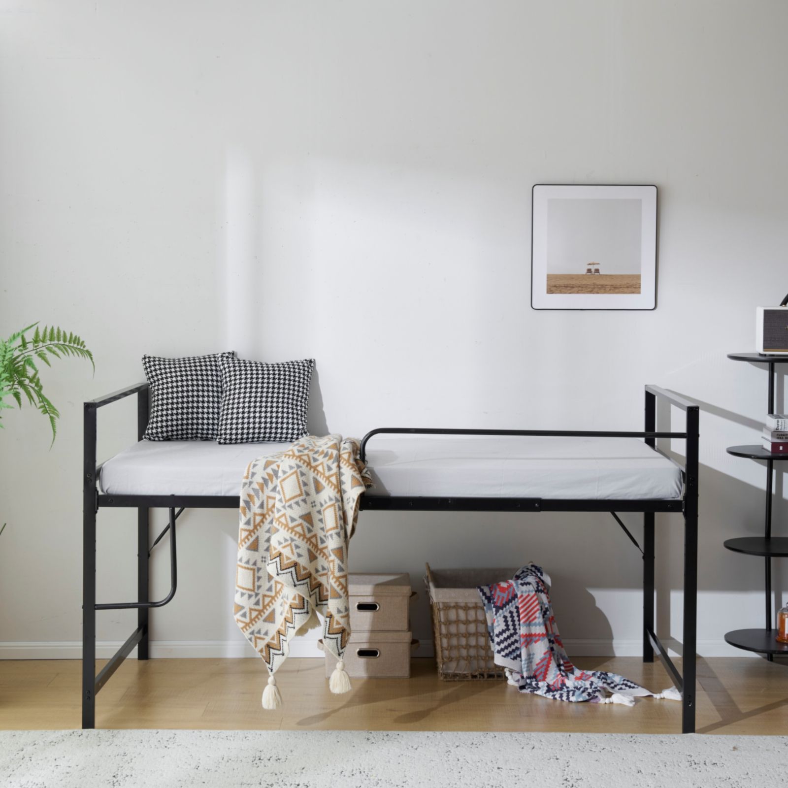 人気再入荷！ロフトベッド （S）収納 北欧風 一人暮らし BLACK 人気再