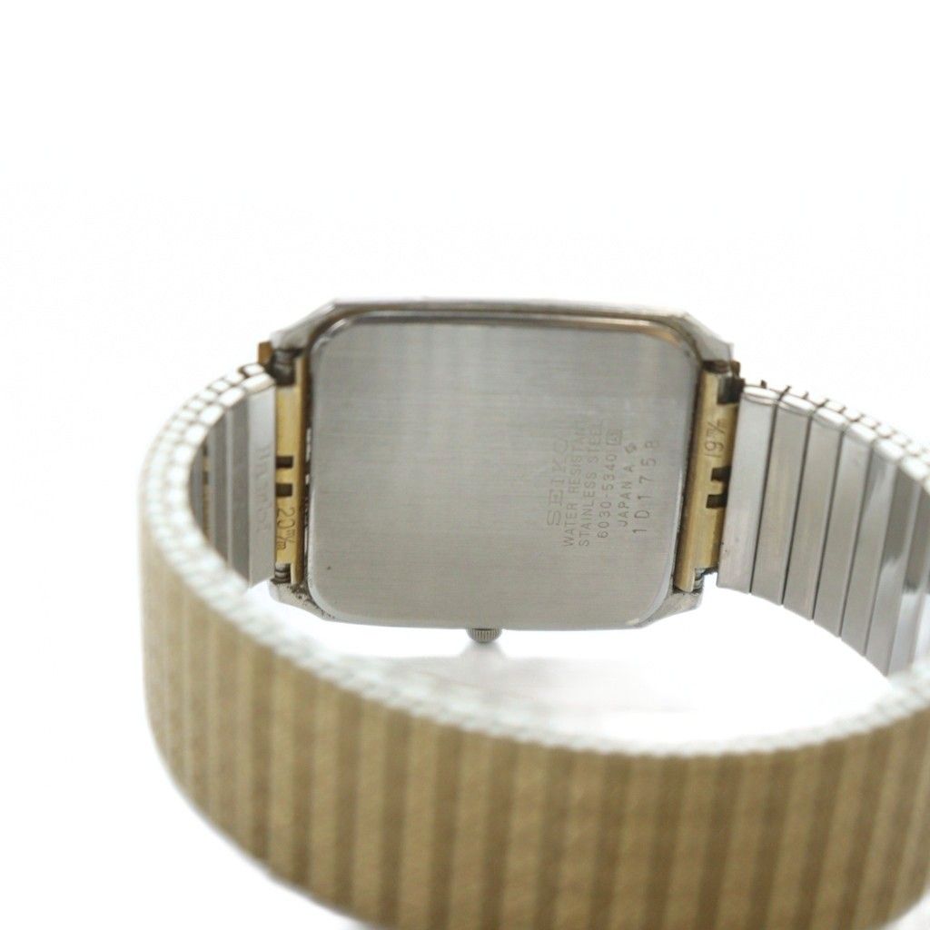 セイコー SEIKO 6030-5340 腕時計 ウォッチ クォーツ ロゴ スクエア 白