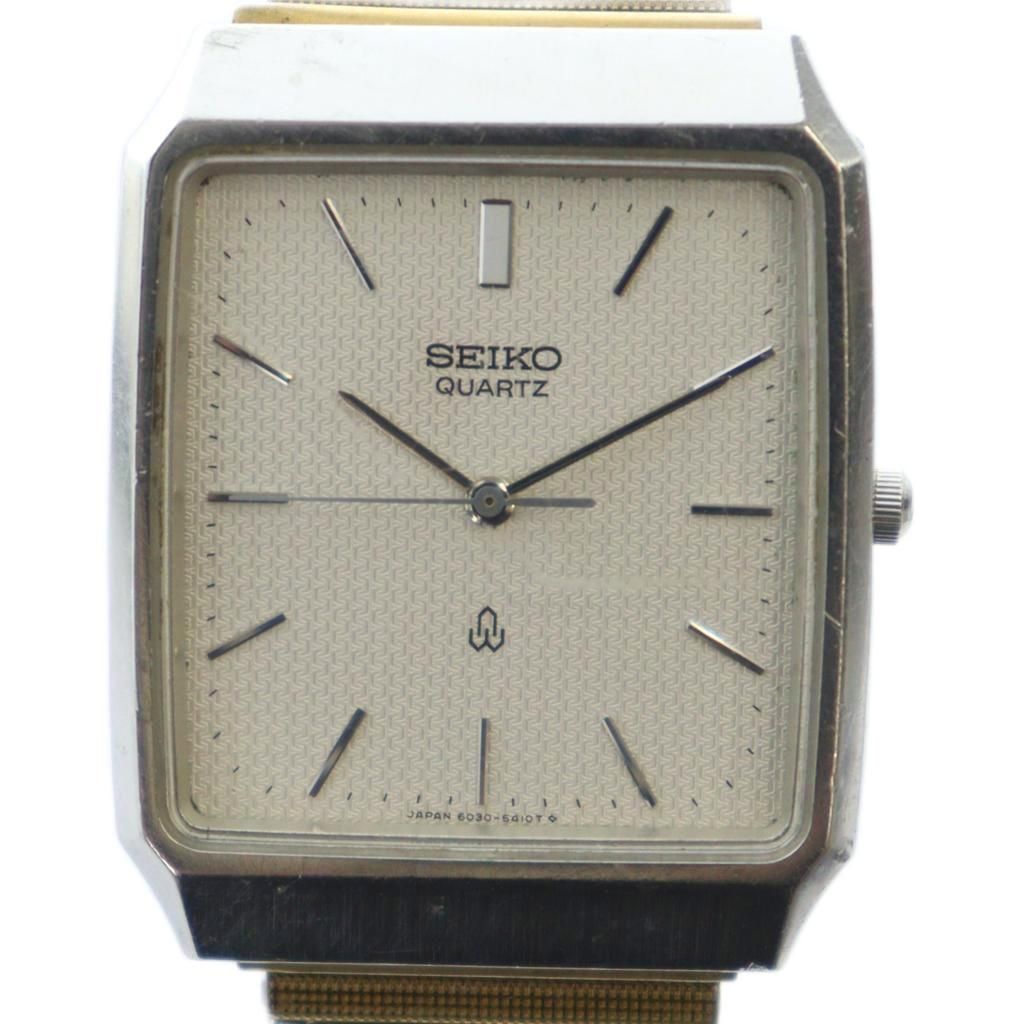 セイコー SEIKO 6030-5340 腕時計 ウォッチ クォーツ ロゴ スクエア 白