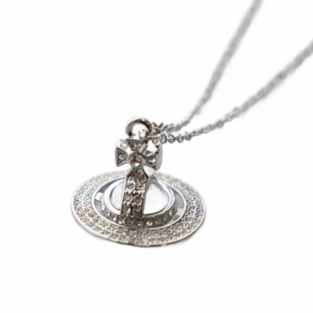 ヴィヴィアンウエストウッド Vivienne Westwood ネックレス ペンダント オーブ ラインストーン クリア シルバーカラー |KW GY 18