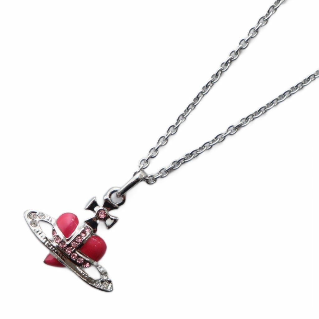 ヴィヴィアンウエストウッド Vivienne Westwood ディアマンテハートオーブネックレス ペンダント ラインストーン シルバーカラー ピンク |KW GY 18