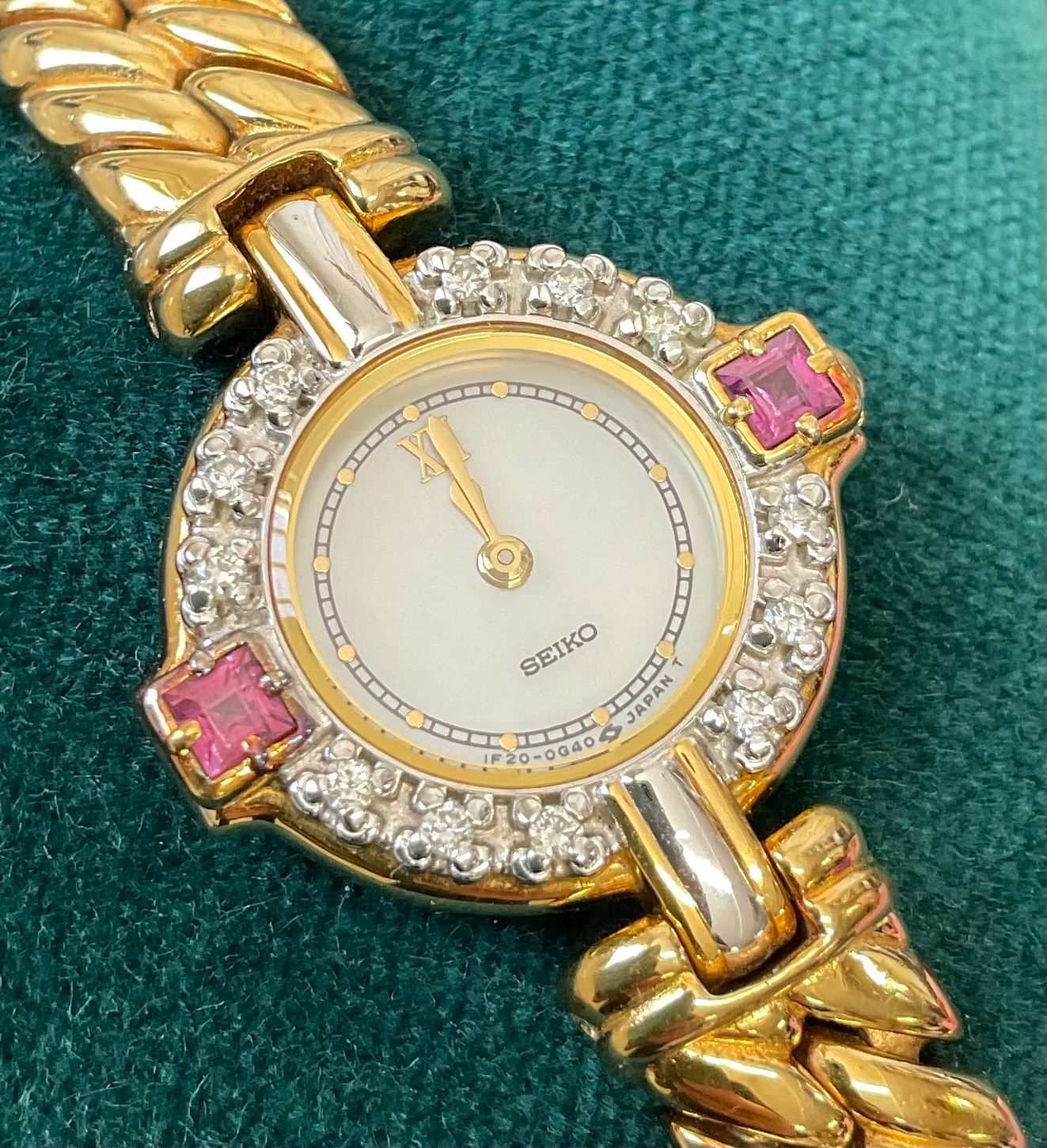 SEIKO セイコー クォーツ エクセリーヌ 1F20-0B70 シェル GP ルビー