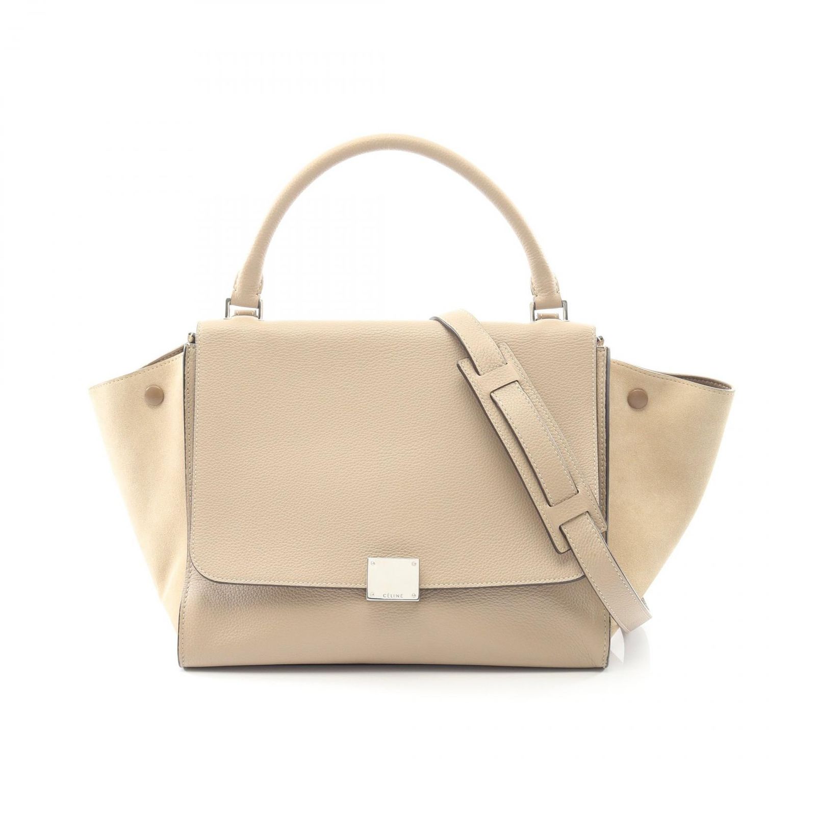 セリーヌ CELINE ハンドバッグ トラペーズ ミディアム 169543 ベージュ レザー スウェード レディース A