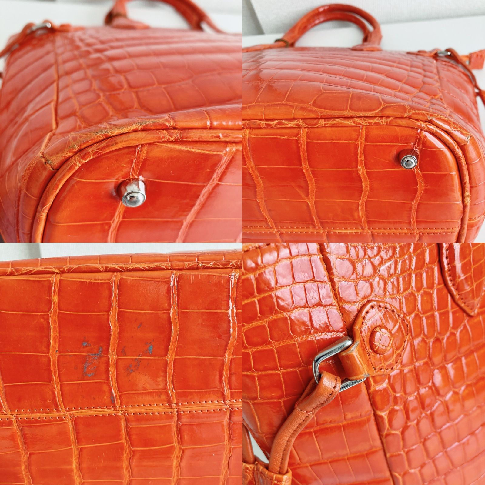 オレンジ クロコダイル風ハンドバッグ オレンジ クロコダイル風トートバッグ - メルカリ