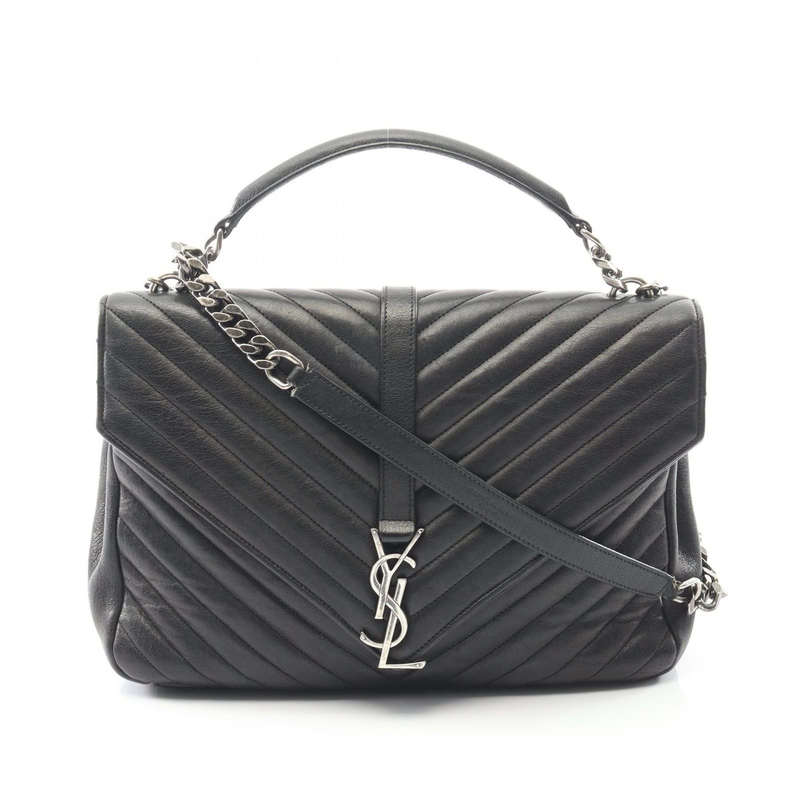 イヴ サンローラン YVES SAINT LAURENT ハンドバッグ クラシック モノグラム 392738 ブラック レザー 2 wayチェーンショルダー レディース A