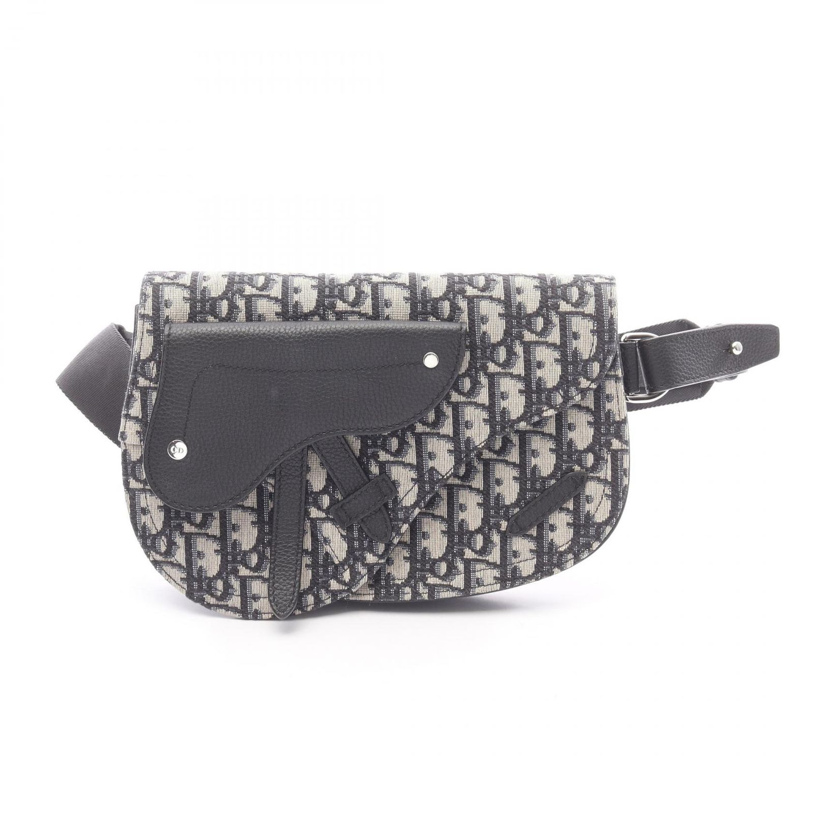ディオール Dior ウエストバッグ SADDLE サドル オブリーク ジャガード ネイビー キャンバス レザー ボディバッグ メンズ A