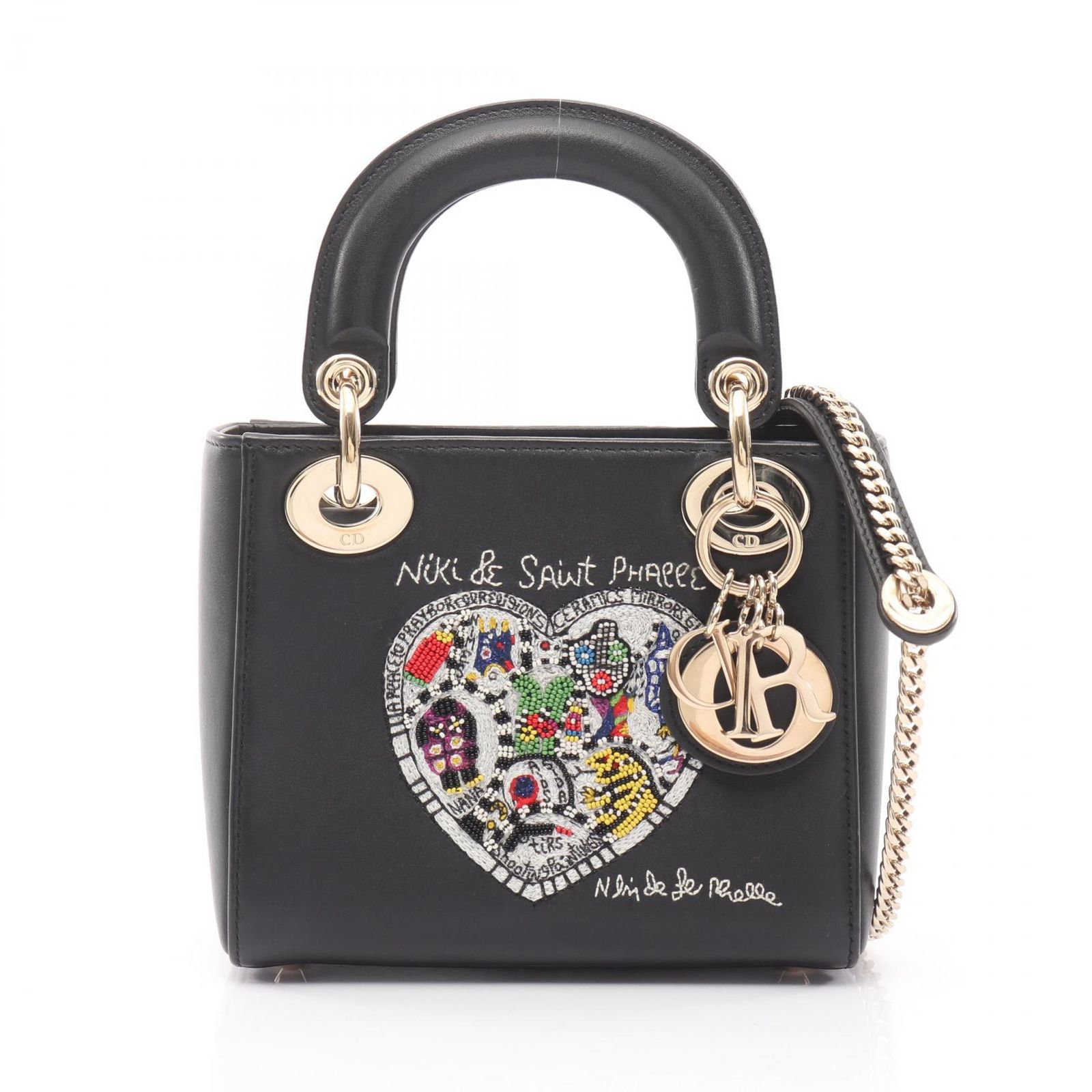 ディオール Dior ハンドバッグ × NIKI DE SAINT PHALLE レディディオール ミニ ブラック|マルチ レザー DIOR×ニキ ド サンファル 2 wayトート
