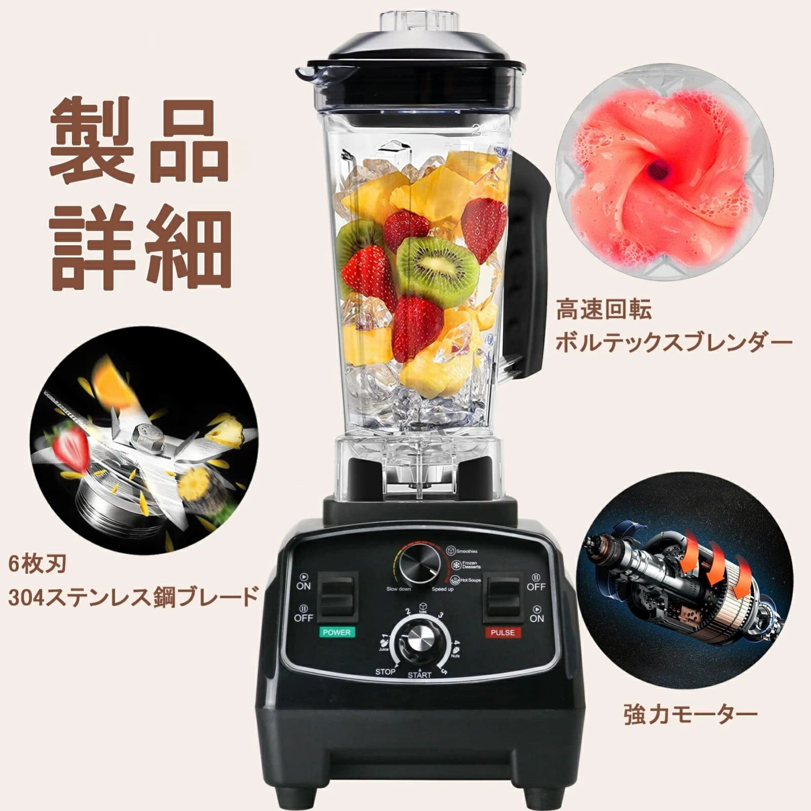 大容量 業務用 ミキサー 氷も砕ける 洗いやすい ブレンダー 2L多機能 
