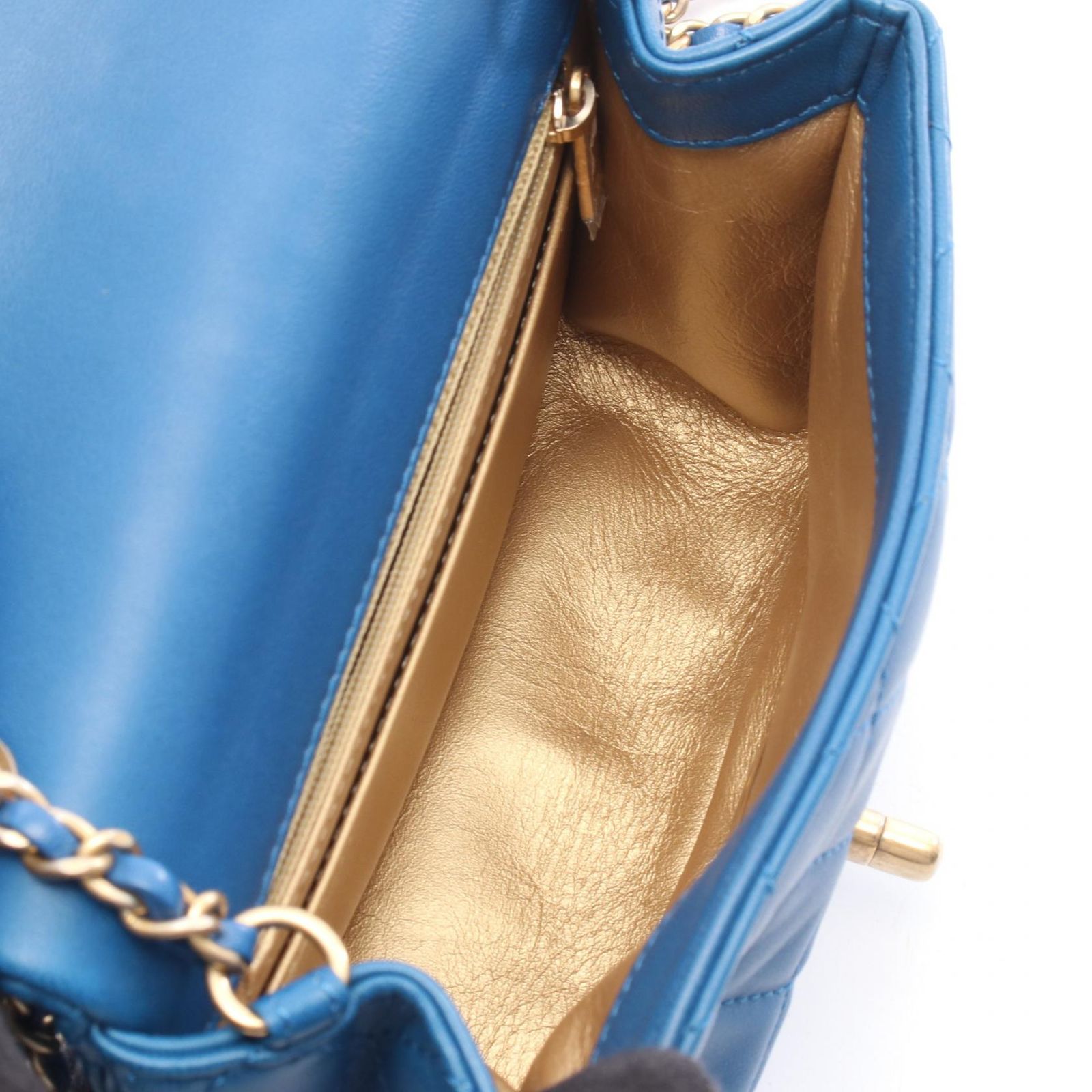 シャネル CHANEL ショルダーバッグ マトラッセ ブルー レザー ココ