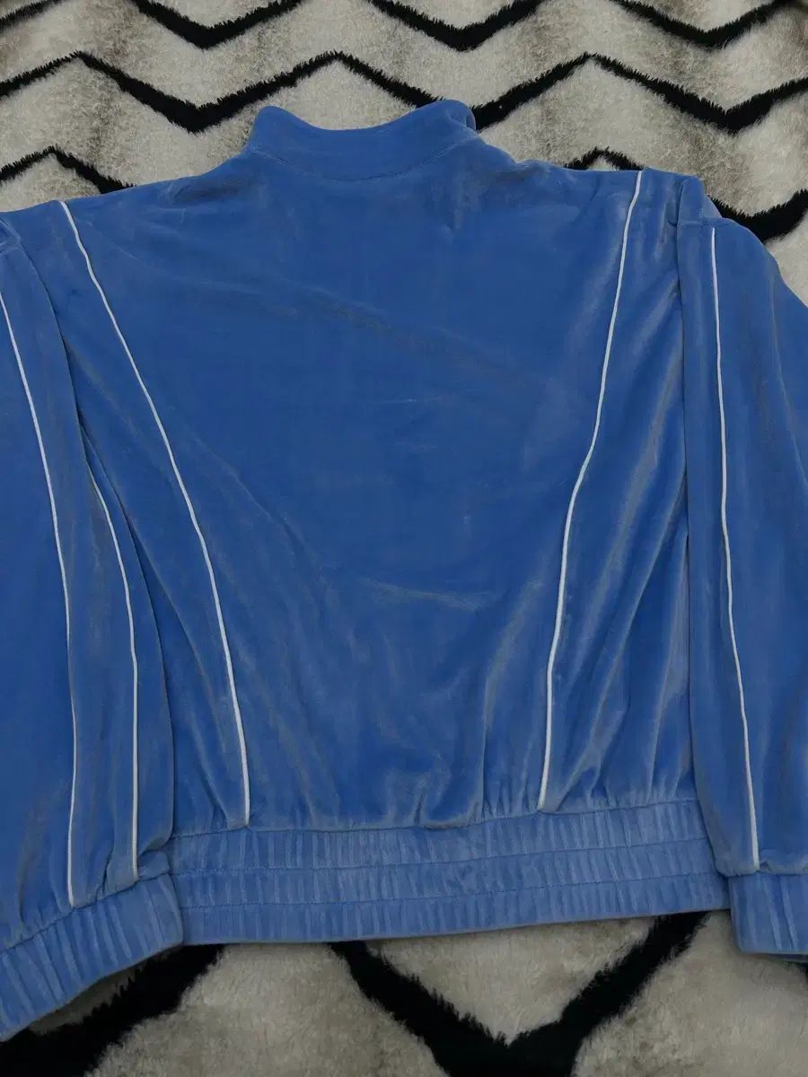 L NERDY オーバーサイズ パイピング ベルベット トラックジャージ スカイブルー テーラードジャケット ジャケット アウター レディース