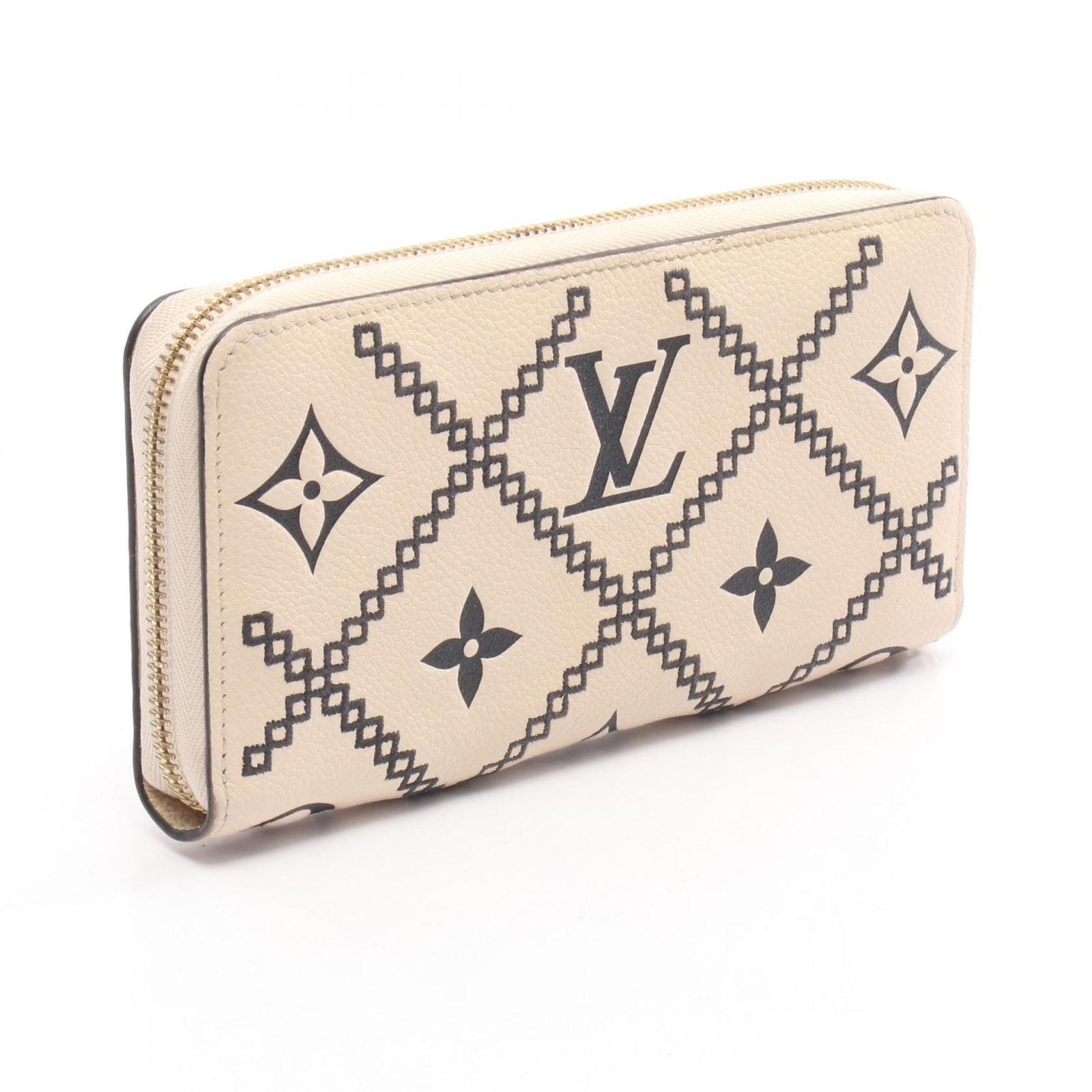ルイ ヴィトン LOUIS VUITTON ラウンド長財布 ジッピーウォレット モノグラムアンプラントブロデリー クレーム M 81141 ノワール レザー ジッピー ウォレット