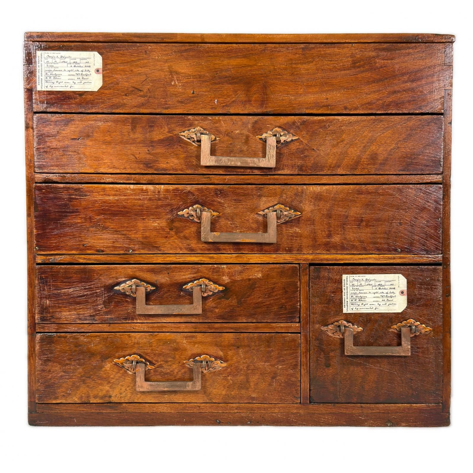 アンティーク 小引き出し 木製 5段 ブラウン 引き出し レトロ 小型 ミニチェスト 小物入れ 和風 レトロモダン モダン