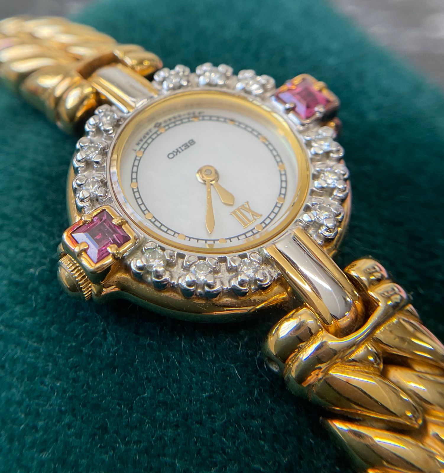 SEIKO セイコー クォーツ エクセリーヌ 1F20-0B70 シェル GP ルビー