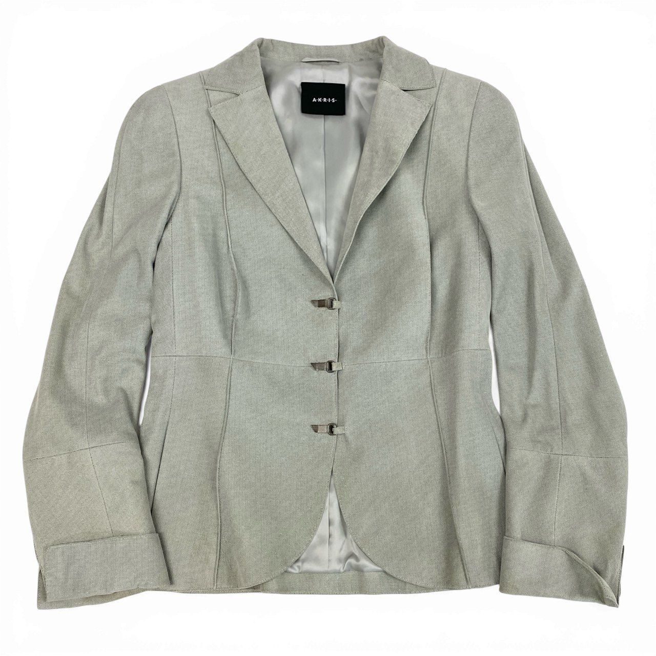 36 a 7 AKRIS アクリス テーラードジャケット レザージャケット アウター グレー系 レザー 革 レディースu 02 t