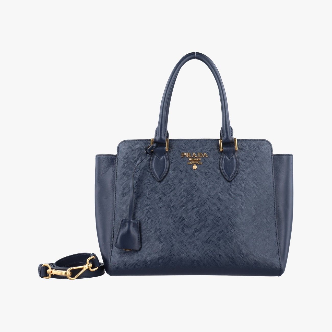 プラダPradaモノクロ ネイビー サフィアーノレザー 1 BA 113 203