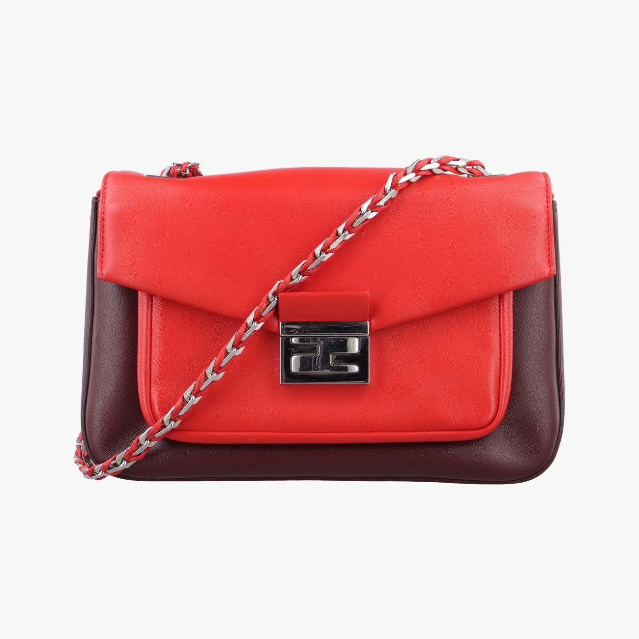 フェンディFendiビー バゲット レッド×ワインレッド レザー 8 BR 677 677-W 2 E-149-2566