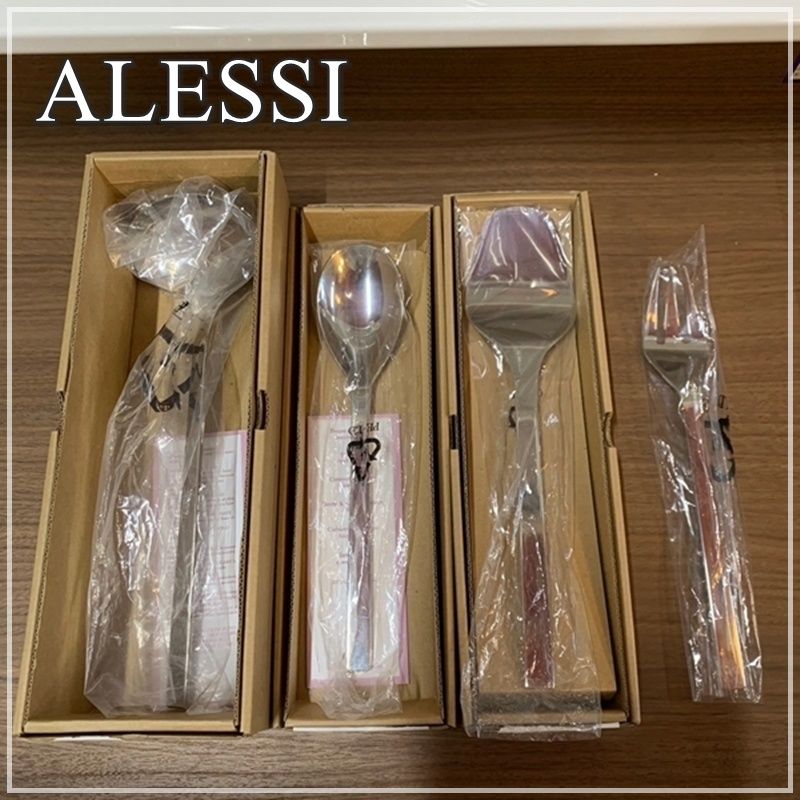 ♥品 ALESSI アレッシィ キッチンツール ＆ カトラリーセット イタリア コロンビナ Colombina collection レードル お玉 サラダサーバー テーブルスプーン デザートフォーク RU 0613-2