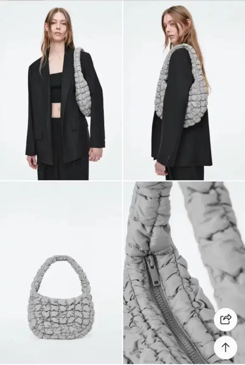 COS コス キルティング クラウドバッグ ミニ グレー